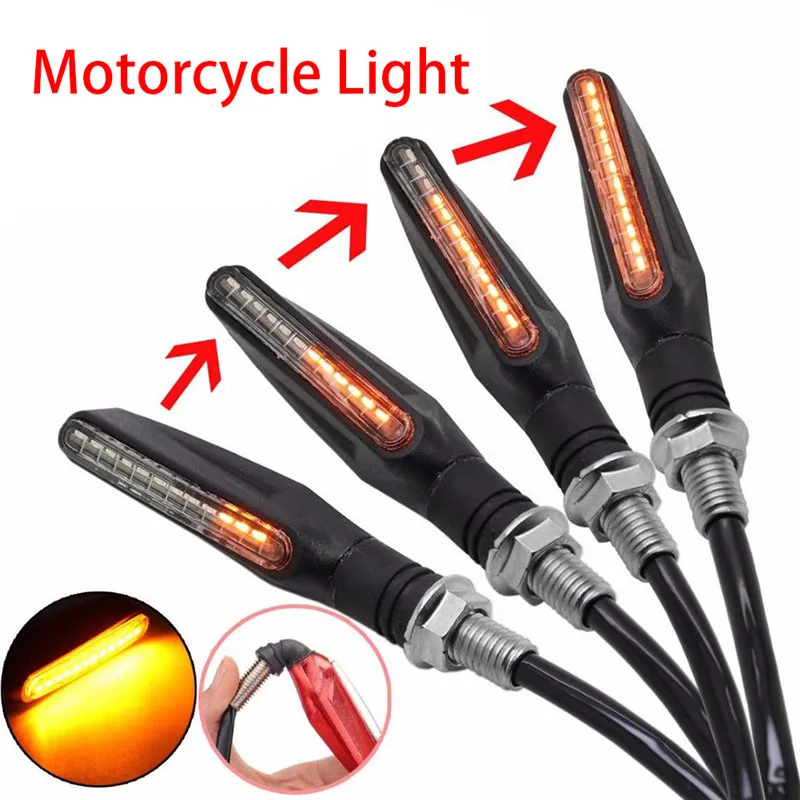 LED luz intermitente para motocicleta 12 SMD cola Flasher agua intermitente IP68 flexible foco de motocicleta luces de iluminación