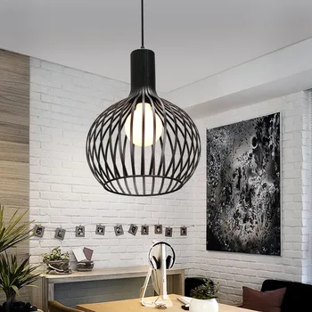 

Vintage pendant lights Scandinavian loft pendant lamp kitchen luminare light fixture Nordic Lamp iron cage hanglamp lighting