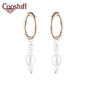 

Trendy Gold Drop Earrings For Women's White Beads Fashion Geometric Irregular Hanging Earrings Jewelry For Women Earrings 2020