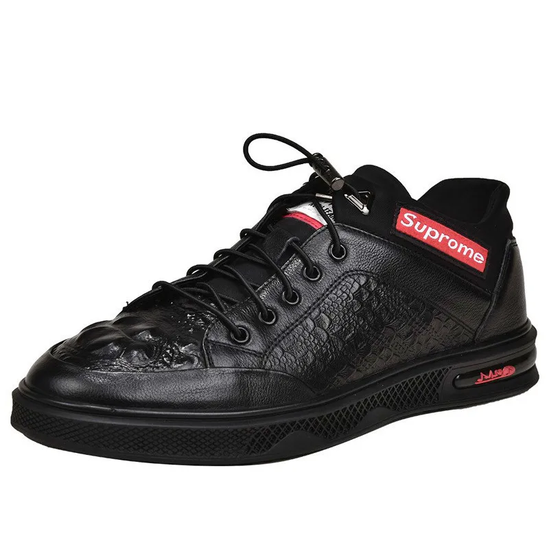 

2019 Xia Men Motion Leisure Time Genuine Leather Skate Shoes Male Crocodile Grain Ventilation Low Help Tide Shoe free shipping
