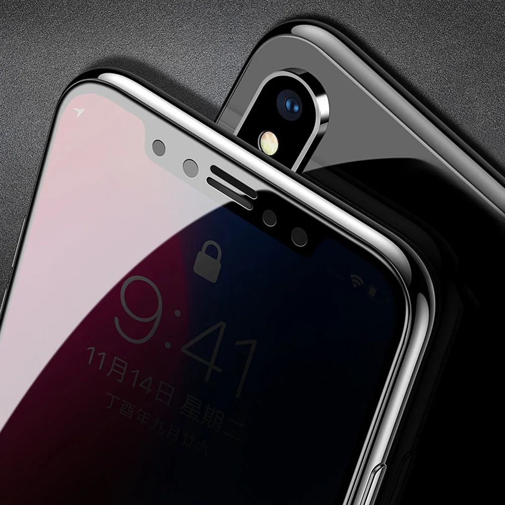9H чехол-стекло для iPhone 11 Pro XS чехол для MAX XR дружественная конфиденциальность 5D полное покрытие защита экрана анти-шпионское закаленное стекло
