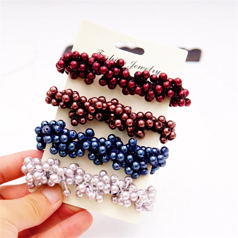 

1Pcs Woman Elegant Pearl Hair Ties Beads Girls Scrunchies Rubber Bands Ponytail Holders Hair Accessories Elastic Hair Band