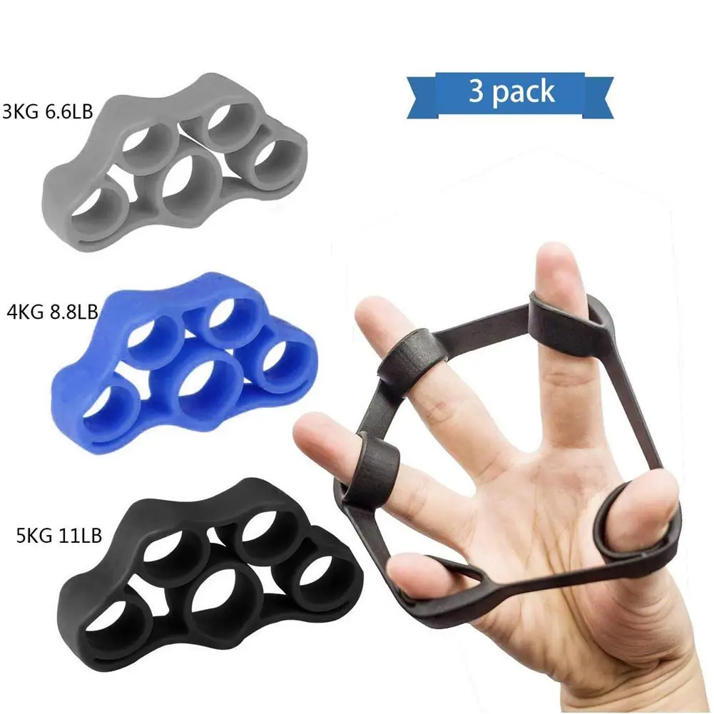 3pcs Finger Trainer Silicone Finger Stretcher Hand Exercise Grip Strength Resistance Bands Training for Force Grip Device
