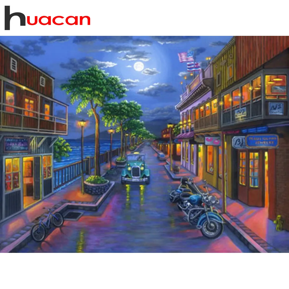 

Huacan DIY Diamond Painting Full Square New Arrival Scenic Picture Of Rhinestones Diamond Mosaic Night Home Decoration