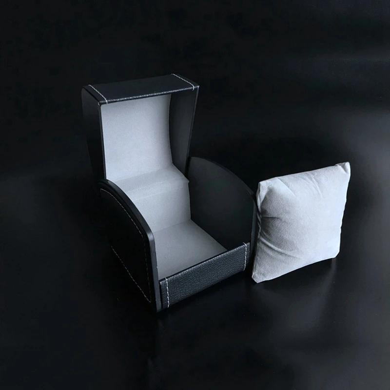 2 Pcs Luxury Watch Hard Box Gift Boxes Leather with Pillow Jewelry Watch Packaging for Bangle Wristwatch Box, Black& Red