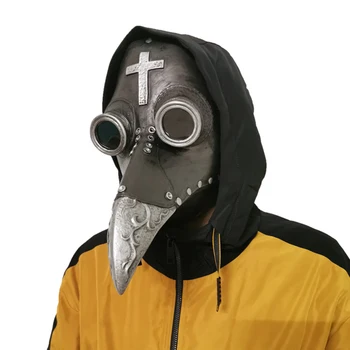

1PCS Cross Plague Doctor Crow Face Mask Steampunk Long Bird Beak PU Mask Halloween Costumes Party Props Cosplay Beak Masks