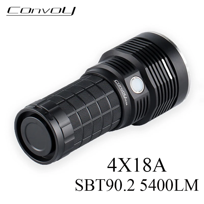 Фонарик Convoy 4x 18a с аккумулятором SBT90.2 светодиодный 18650 люмен контроль температуры