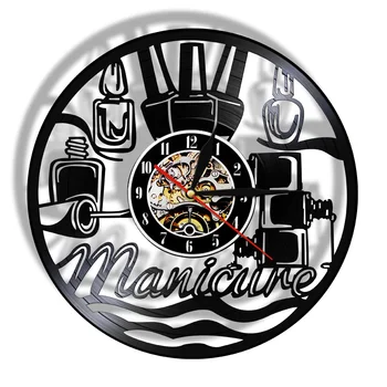 

Nail Art Wall Wall Clock Beauty Shop Nail Polish Vinyl Record Clock Decoration