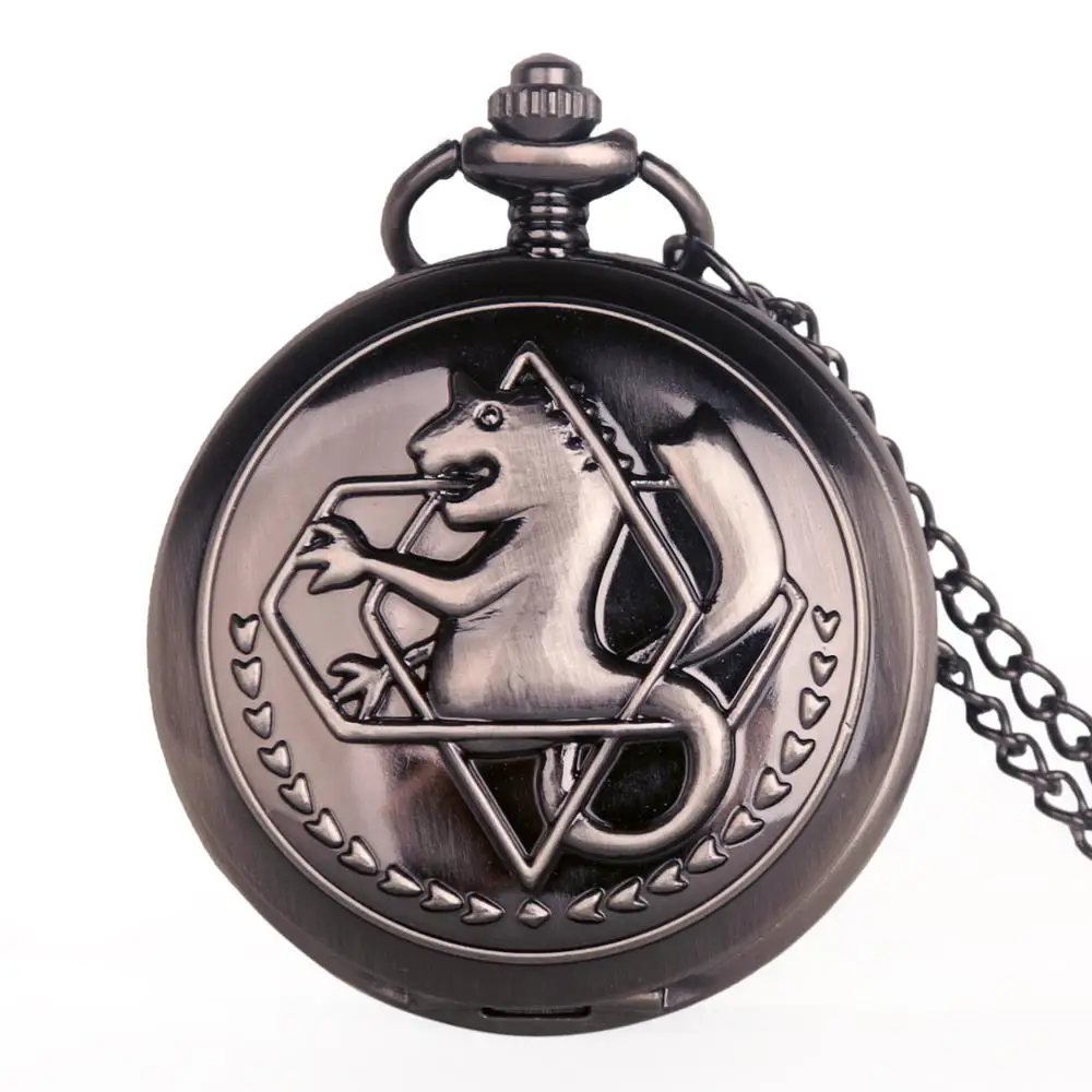 Полностью металлические часы Алхимик кулон мужские кварцевые карманные часы Япония аниме ожерелье Дети мальчик подарок