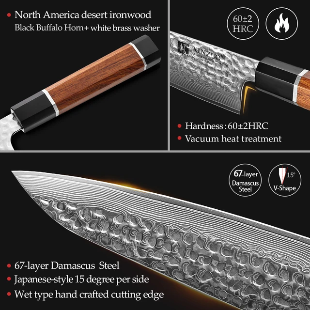 Xinzuo 2Db Konyhai Késkészlet Damascus Acél Vg10 Acélkés Szerszámok Hasznos Séf Kések Vágószerszámok Sivatagi Vasfa Fogantyú - Image 4