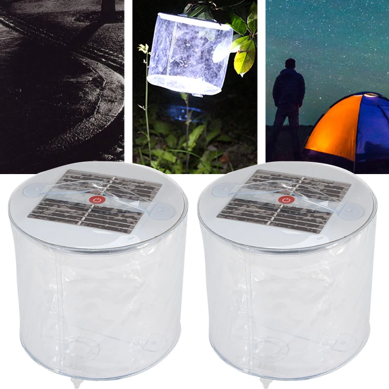 

Tent Light Handheld Lamp LH-009C White Folding Solar Camping Lamp Durable Waterproof Survival Outdoor Sturdy Inflatable PVC