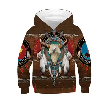 

Native Indian Style Kids Hoodies Fashion Oversized Hoodie for Girls Boys Teen Hip Hop Streetwear Children Sweatshirt Pullover