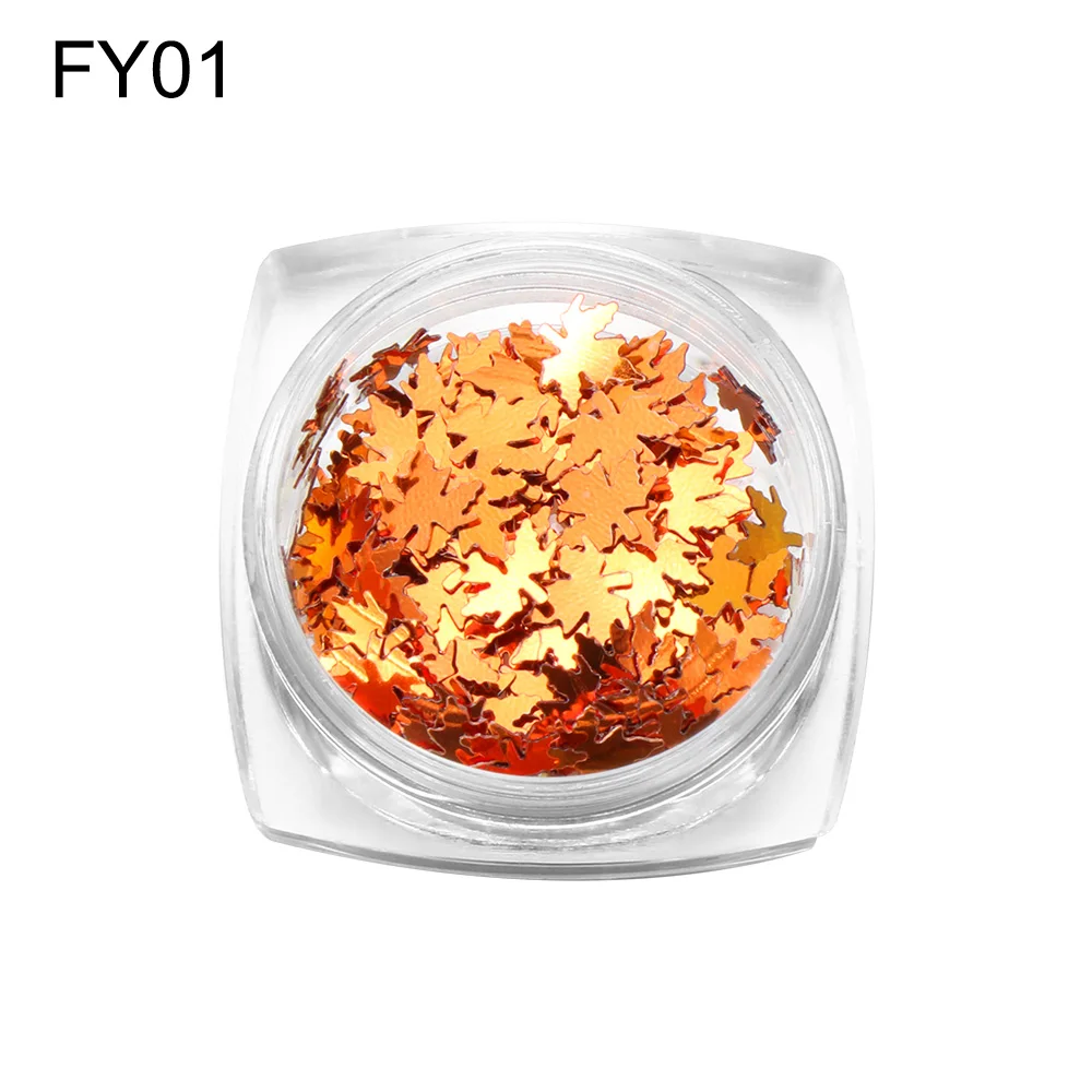FY01 1 коробка голографическая многоцветная блестящая Кленовая форма Блестка для ногтей хлопья блестка переливающийся лист Маникюр 3D сделай сам дизайн ногтей украшение - Color: FY01