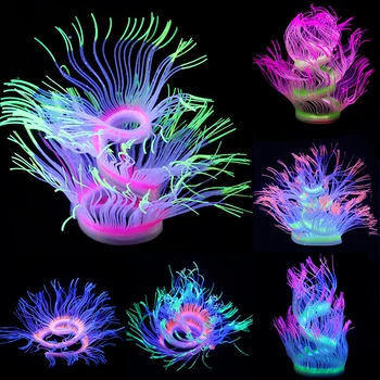 

Silicone Aquarium Artificial Coral Decoration Changeable Soft Fish Tank Sea Anemone Landscape Decor Ornament Glowing In Light