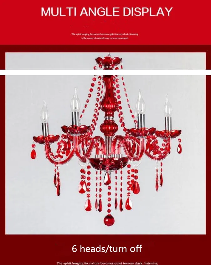 Red crystal glass chandelier candle light wedding wedding room KTV showroom living room dining room lamp free shipping