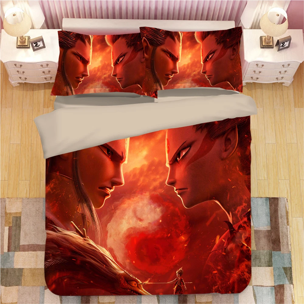 

NE ZHA China Mythical Figure 3D Bedding Set Duvet Covers Pillowcases Nezha Nalakuvar Comforter Bedding Sets Bedclothes Bed Linen