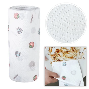 

80pcs/roll Disposable Cleaning Paper Kitchen Dishcloth Oil Absorbent Paper Towel Wet Dry Dual Purpose Dish Towel