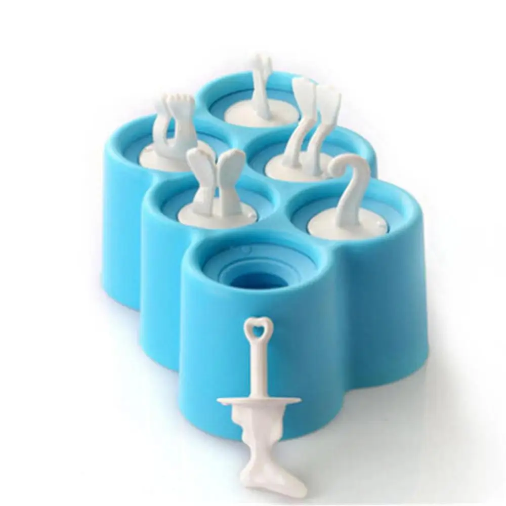 light blue Yllo olly Производители Мороженого силиконовые формы производитель коммерческих силиконовые заморозка льда формы кубики кухонные аксессуары DIY мультфильм - Цвет: light blue