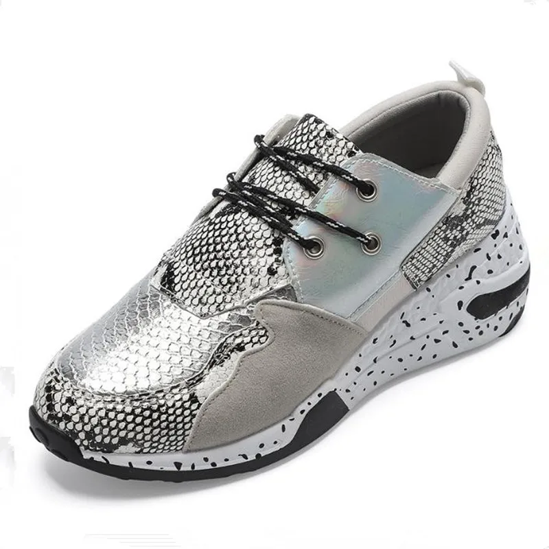 

casual womens shoes sneakers white shoes 2019 autumn winter new snake pattern bright platform shoes big size 40 41 Ladies Shoes