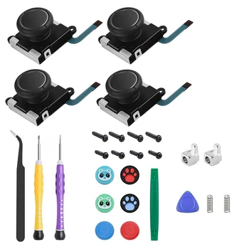 

Switch Joy-con Replacement Repair Kit Include Metal Buckles, Screwdrivers, Pry Tools, Thumb Grips Caps for Nintendo