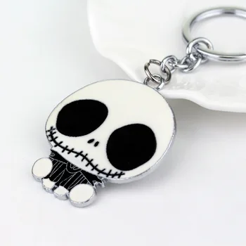 

The Nightmare Before Christmas Jack skull Keychain Zinc alloy mask Movie periphery Pendant keyring Accessories Jewelry man Gift