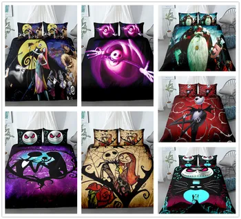 

Hot Christmas Nightmare Bedding Set Quilt Cover Pillowcase Snowman DH Pattern 3D Printing Single Double Bed For Boys And Girls