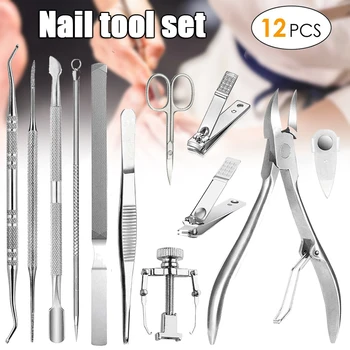 

12Pcs/set Ingrown Toenail Tool Pedicure Tools Household Nail Clipper Set Pedicure Kit LDO99
