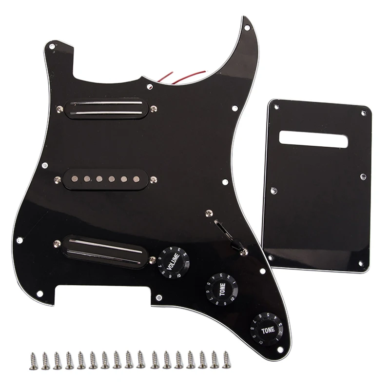 

ABLB--Black 3-Ply Sss Dual Rail Pickups Loaded Prewired Guitar Pickguards For 11 Hole Electric Guitar