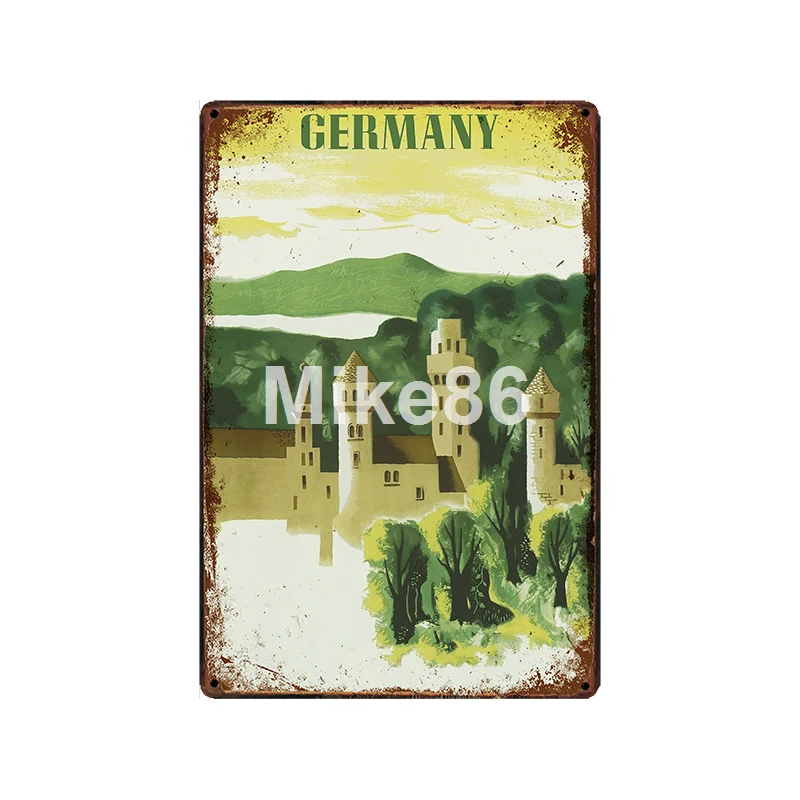 [Mike86] Испания, Германия, Италия, Ирландия металлический знак винтажный рисунок на железной поверхности в стиле ретро дорожный плакат искусство 20*30 см LT-1944