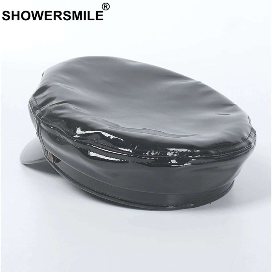 Shouresmile женская черная шляпа моряка военные шапки из лакированной кожи