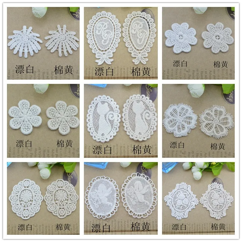 5PCS Heart Flower Embroidered Oval Lace Edge Trim Applique Crochet Cotton Wedding Bridal Dress Decoration DIY Scrapbooking Craft | Дом и сад