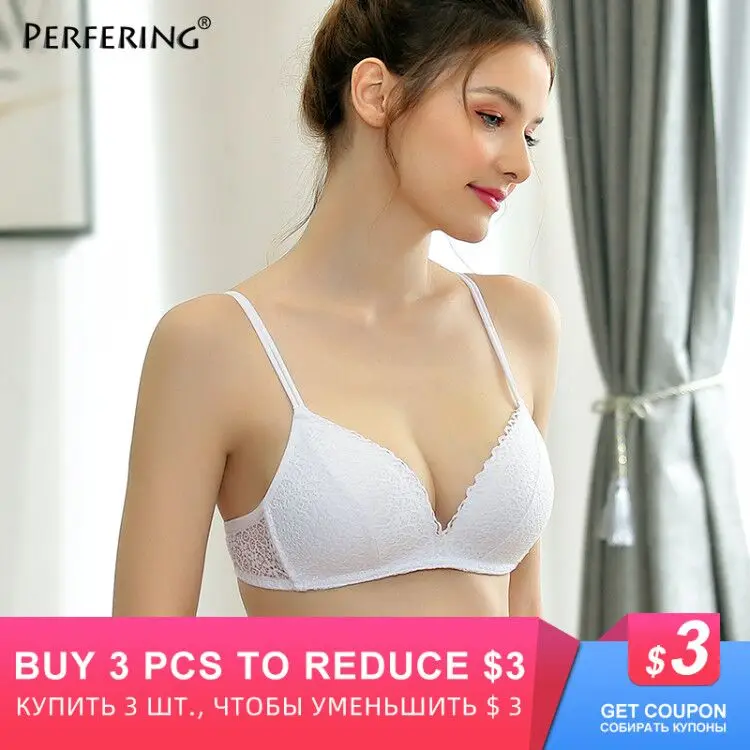 

Perfering Seamless Push Up Sexy Lace Floral Bra Wire Free Adjustable Upper Underwear Women 3/4 Cup A B C 70 75 80 85 90 95