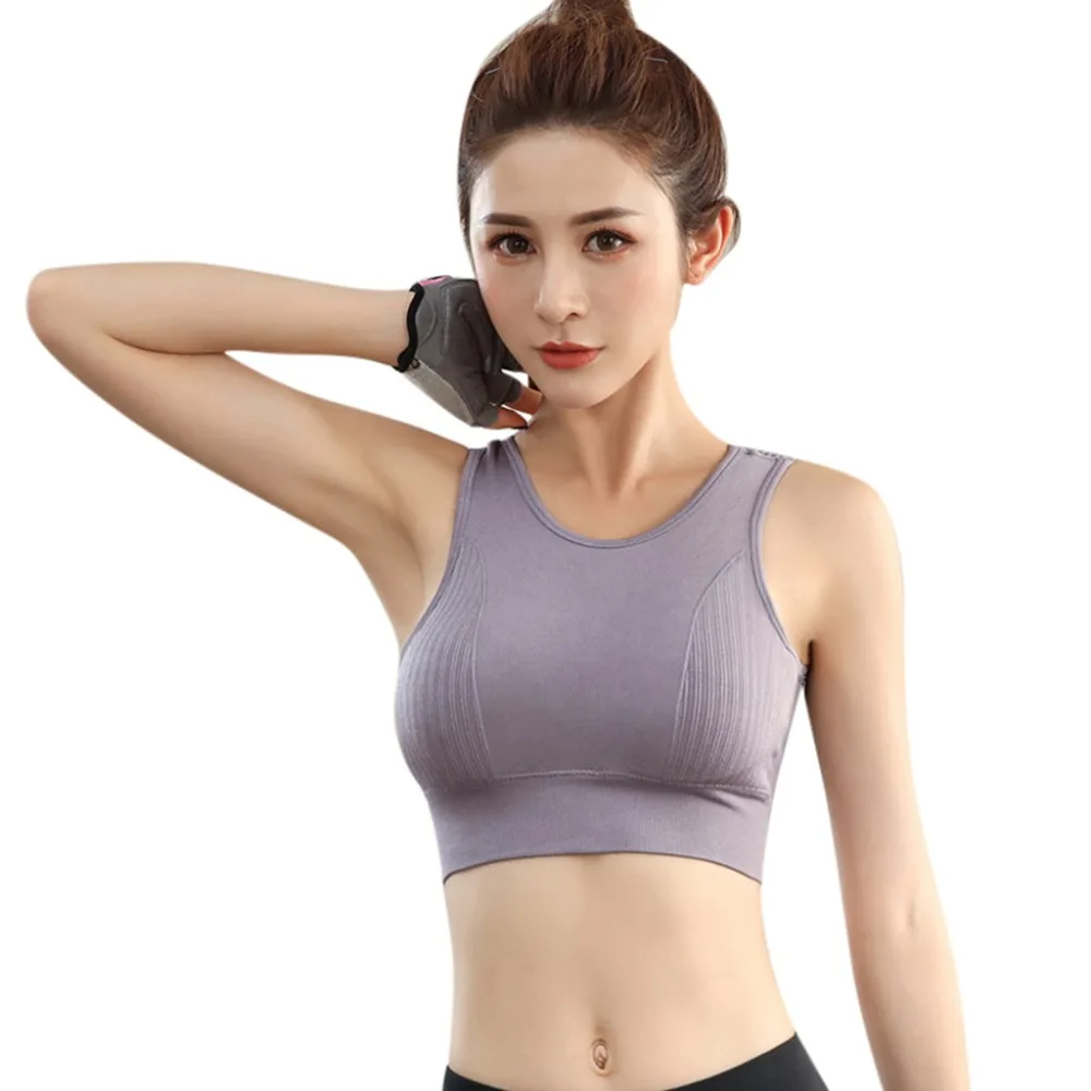 Seamless Sports Bra Top Fitness Women Racerback Running Crop Tops Pink Workout Padded Yoga Bra High Impact Activewear