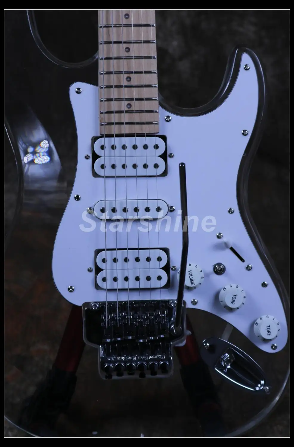 LED Light Electric Guitar DK-LD85 FR Bridge H-S-H Pickups Acrylic Body Crystal Guitar