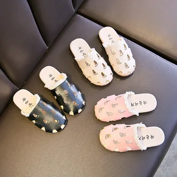 

Girls Flat Bottom Half Slippers Wear Wild 2020 New Casual Baotou Boys Sandals and Slippers Lazy Shoes Hollow Beach Shoes 26-36