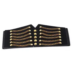 Women Wild Rivet Waistband Fashion Slim Corset Cummerbunds Elastic Belts Punk Female Coat Fur High Waist Belt Accessories