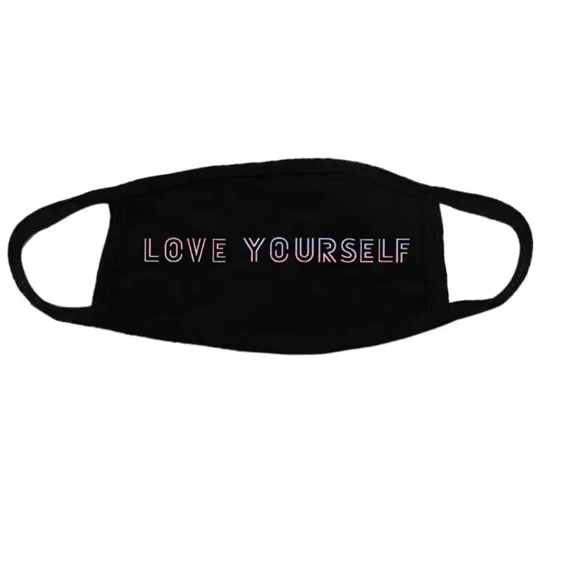 A 1Pc Women Men Unisex Kpop Letters Printed Cotton Half Face Mouth Mask Anti-Dust Respirator Mouth-Muffle Fans Supportive - Цвет: A