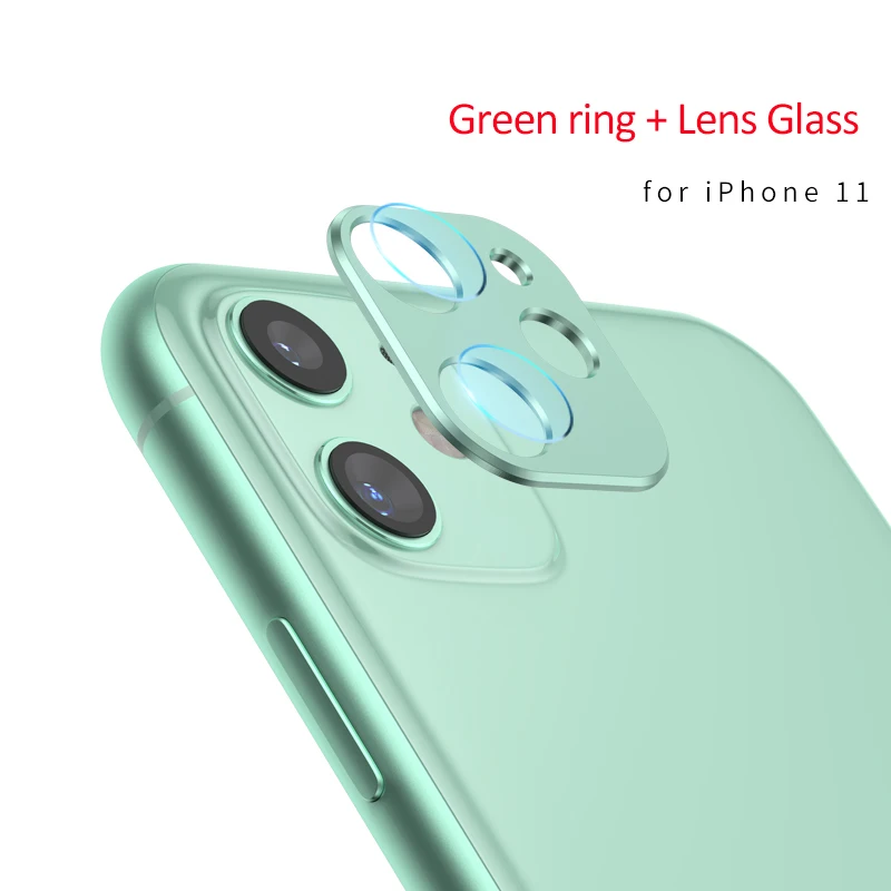 Для iPhone 11 Pro Max Защитная пленка для объектива камеры для iPhone 11 Pro 11 чехол металлическое защитное кольцо закаленное стекло - Цвет: Green