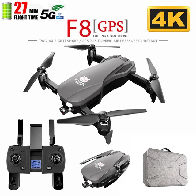 $US $166.56 F8 GPS Drone with Two-axis anti-shake Self-stabilizing gimbal Wifi FPV 1080P 4K Camera Brushless Qu