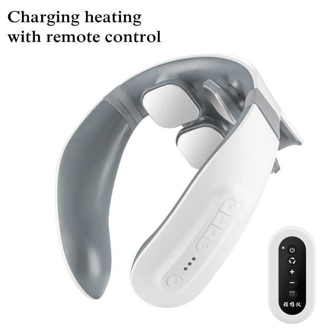 4 Massage Heads Neck Massager Hot Compress Pulse Kneading Shoulder Massager Deep Tissue Pain Relieve Fatigue Office