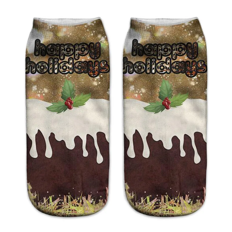 As shown Beautiful cartoon 3D printing pattern socks ladies funny personality fashion emoticons casual Harajuku Christmas socks new - Цвет: As shown