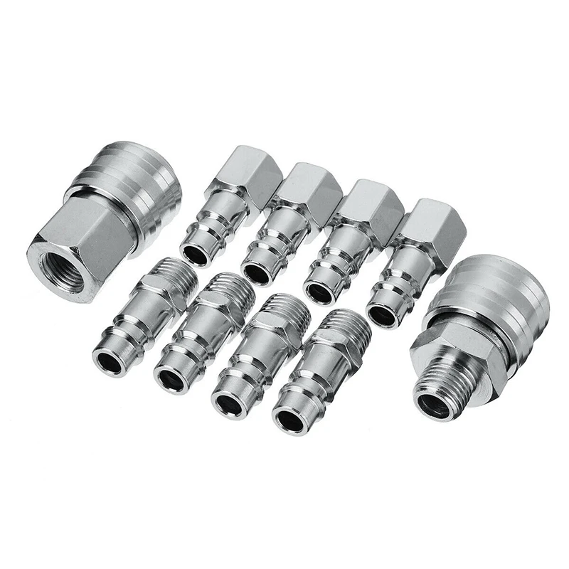 

10 Pieces Euro Compressor Air Line Coupler Connector Fitting 1/4 BSP Connect Release Male Female Thread Tool Parts