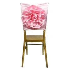 Новое поступление 50 шт спандекс чехол для стула sash атласный стул капот Свадебная лента на стул розовый большой цветок чехол для стула украшение капота