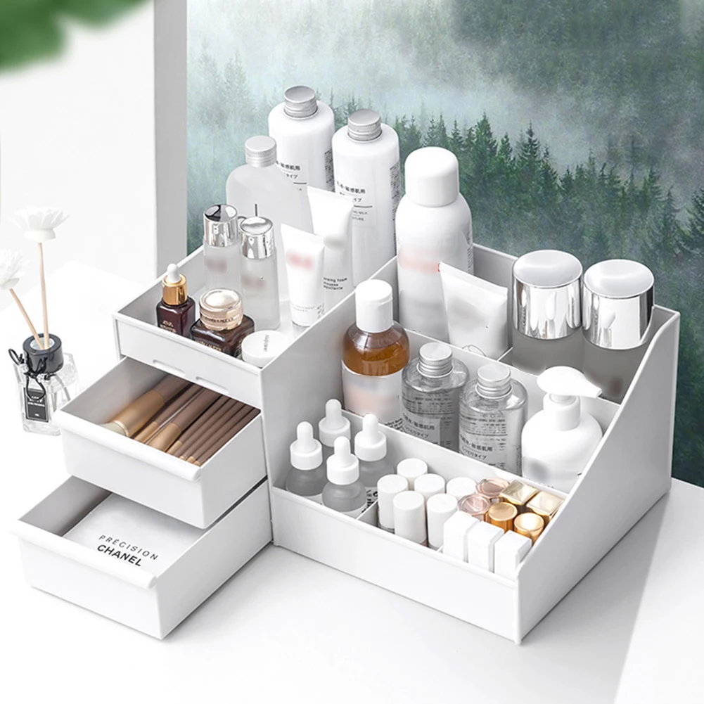 

Drawer-type cosmetic storage box portable large dormitory makeup box skin care desktop dressing table plastic large capacity