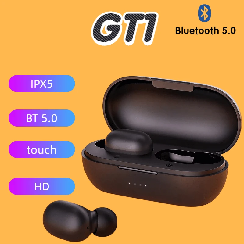 Brand New Bluetooth 5.0 earphone GT1 Real 3D High Quality Wireless Earphones Touch Control With Dual Mic Noise Isolation | Электроника