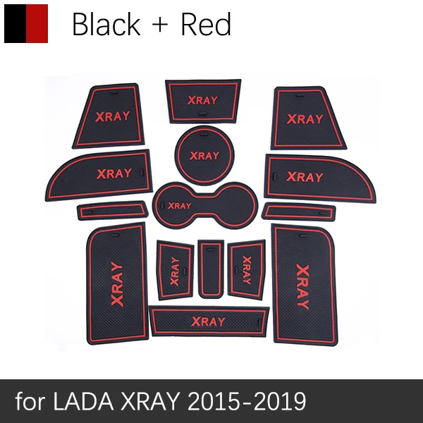 Противоскользящий резиновый подстаканник для Лада XRAY Коврик для двери салонные аксессуары наклейки для автомобиля - Название цвета: Red