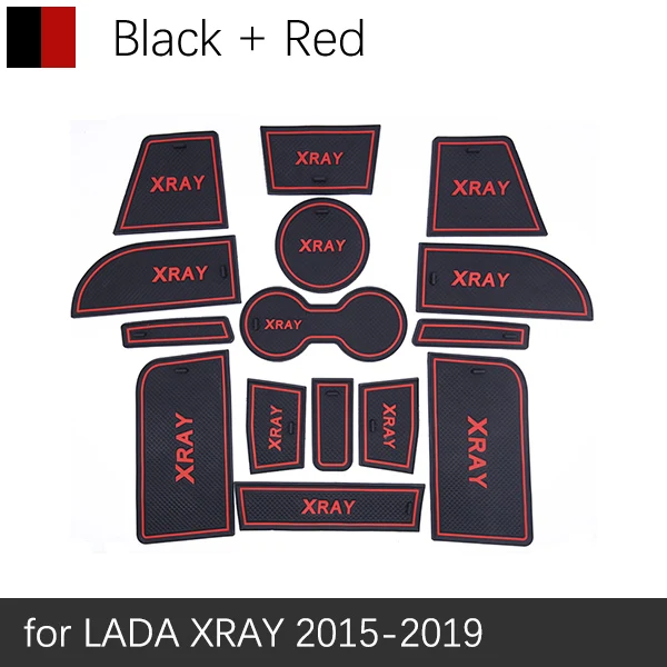 Red Противоскользящий резиновый подстаканник для Лада XRAY Коврик для двери салонные аксессуары наклейки для автомобиля - Название цвета: Red
