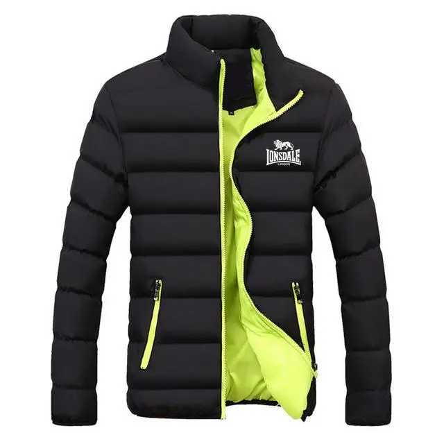 Black-Green-B Новинка, зимние куртки, парка для мужчин, Осень-зима, теплая верхняя одежда, брендовые тонкие мужские пальто, повседневные куртки с принтом LONSDALE, Азиатский размер - Цвет: Black-Green-B