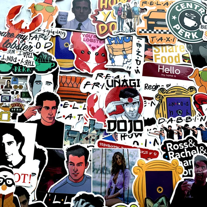 

100Pcs Friends TV Show Fans Gift Stickers For DIY Scrapbooking Album Luggage Laptop Phone Decoration Waterproof Sticker Decals