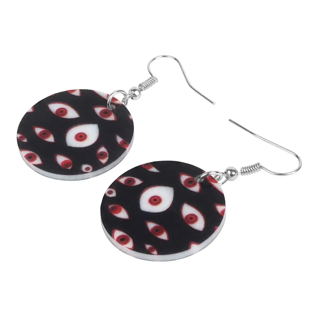 WEVENI Acrylic Halloween Horror Eye Round Earrings Drop Dangle Decorations Jewelry For Lady Girl Teen Party Charm Gift Accessory